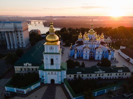 St. Michael's Golden-Domed Monastery in Kyiv, Ukraine. Aerial view.