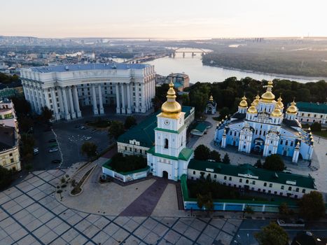 St. Michael's Golden-Domed Monastery in Kyiv, Ukraine. Aerial view.