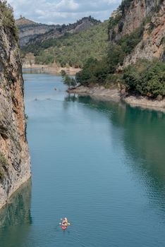 View of the Congost de Mont-rebei gorge in Catalonia, Spain in summer 2020.