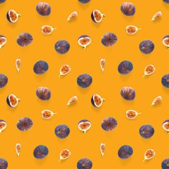 Seamless pattern with ripe figs. Tropical abstract background. Figs on the white background. Seamless pattern for print, textile, wallpapers, design templates.