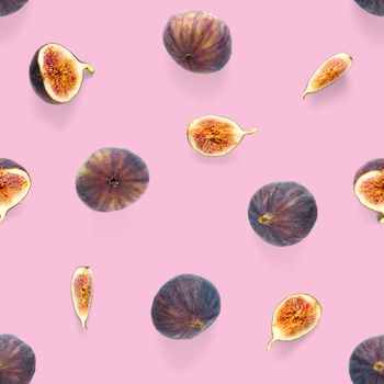 Seamless pattern with ripe figs. Tropical abstract background. Figs on the white background. Seamless pattern for print, textile, wallpapers, design templates.