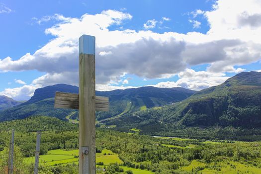 Cross from a fence in Norwegian countryside in Hemsedal, Norway.