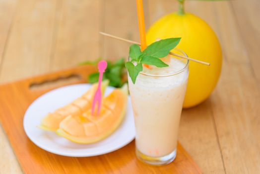 Milk melon Smoothie in glass