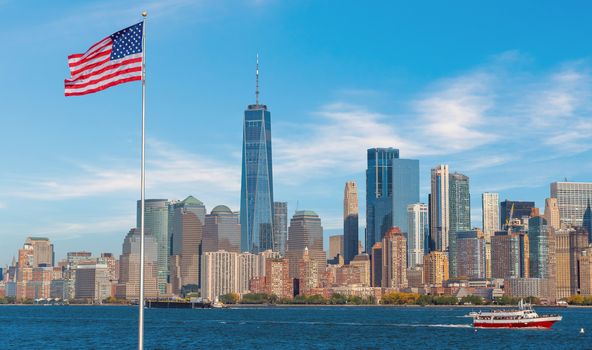 Manhattan city skyline background, Landmarks of New York City, USA