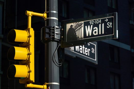 Sign for Wall Street in New York City, Manhattan, USA