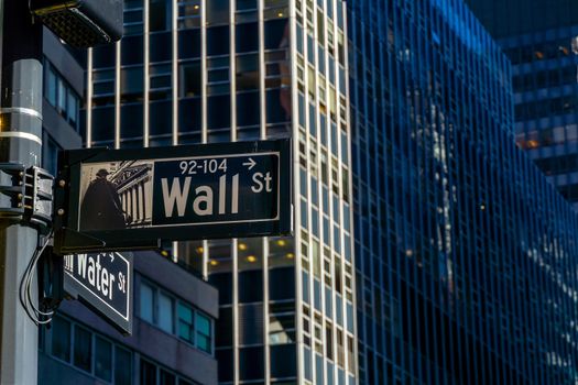 Sign for Wall Street in New York City, Manhattan, USA