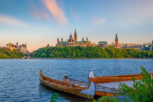 Parliament Hill in Ottawa, Ontario, Canada at Sunset 