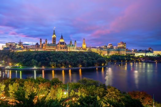 Parliament Hill in Ottawa, Ontario, Canada at Sunset 