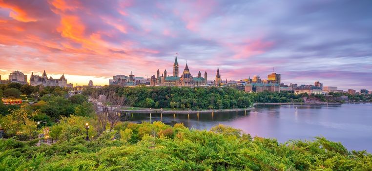 Parliament Hill in Ottawa, Ontario, Canada at Sunset 
