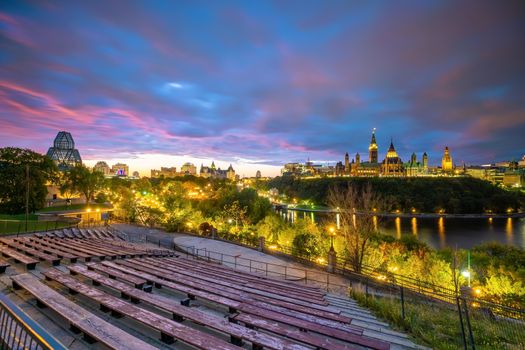 Parliament Hill in Ottawa, Ontario, Canada at Sunset 