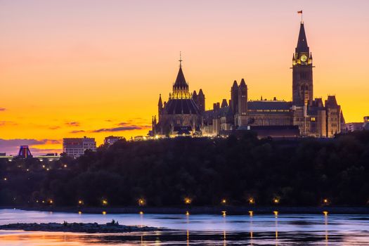 Parliament Hill in Ottawa, Ontario, Canada at Sunset 