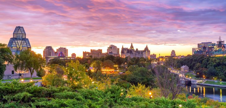 Parliament Hill in Ottawa, Ontario, Canada at Sunset 