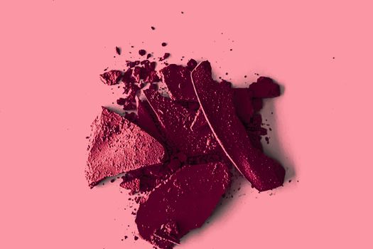 Burgundy eye shadow powder as makeup palette closeup, crushed cosmetics and beauty textures