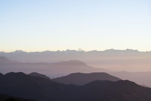 Mountain ranges against sky at morning, landscape photography