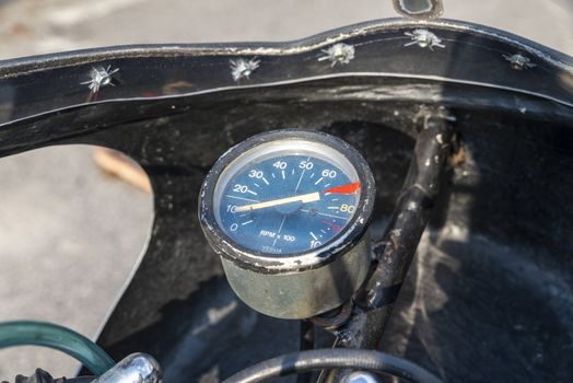 TERNI,ITALY SEPTEMBER 18 2020:detail of a vintage benelli 250 motorcycle