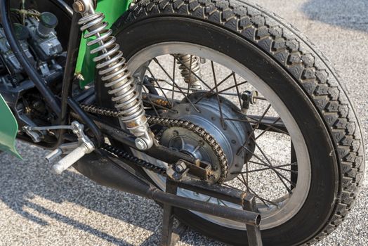 TERNI,ITALY SEPTEMBER 18 2020:detail of a vintage benelli 250 motorcycle