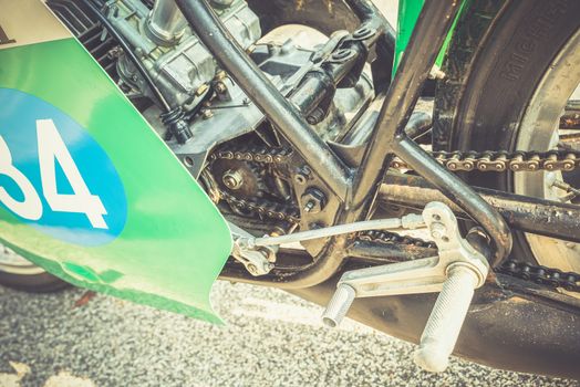 TERNI,ITALY SEPTEMBER 18 2020:detail of a vintage benelli 250 motorcycle