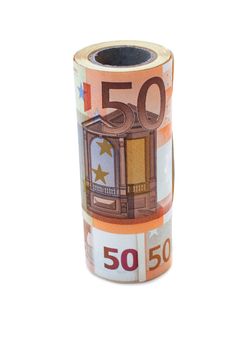 Monetary denominations advantage 50 euros on a white background