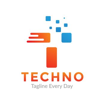 letter T for technology logo designs