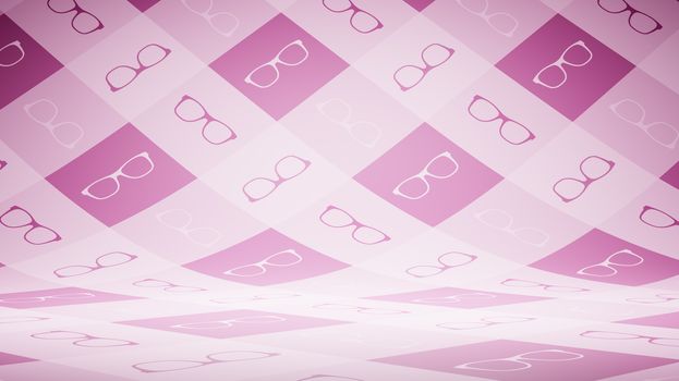 Empty Blank Pruple and White Glasses Shape Pattern Studio Background 3D Render Illustration