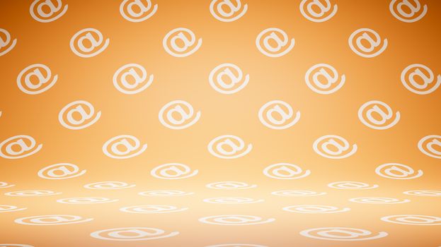 Empty Blank Orange and White Email Symbol Pattern Studio Background 3D Render Illustration