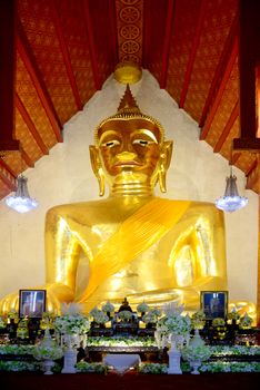 Phayao, Thailand  – 21 December, 2019 : Phrachao Ton Luang big Buddha Statue in temple of Wat Si Khom Kham at Phayao province, Thailand