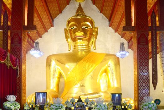 Phayao, Thailand  – 21 December, 2019 : Phrachao Ton Luang big Buddha Statue in temple of Wat Si Khom Kham at Phayao province, Thailand