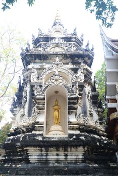 Phayao, Thailand – 21 December, 2019 : Buddha statue in bower at Wat Analyo Thipayaram, Phayao province, Thailand