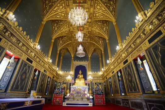 Phra Buddha Angkhiros, the principal Buddha figure in the main chapel of Wat Ratchabophit Sathit Maha Simaram Temple, Bangkok, Thailand