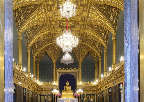 Phra Buddha Angkhiros, the principal Buddha figure in the main chapel of Wat Ratchabophit Sathit Maha Simaram Temple, Bangkok, Thailand