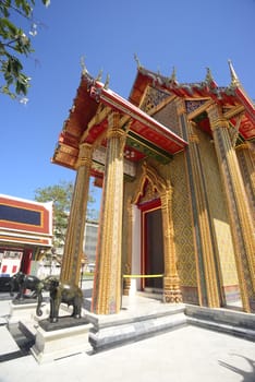 Beautiful Thai Temple  Wat Ratchabophit or formally Wat Ratchabophit Sathit Maha Simaram Ratcha Wora Maha Wihan, The temple was built during the reign of King Chulalongkorn (Rama V), Bangkok, Thailand