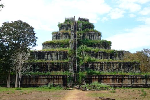 View of the seven tiered pyramid at Koh Ker, Prasat Thom of Koh Ker temple site