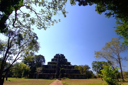 View of the seven tiered pyramid at Koh Ker, Prasat Thom of Koh Ker temple site