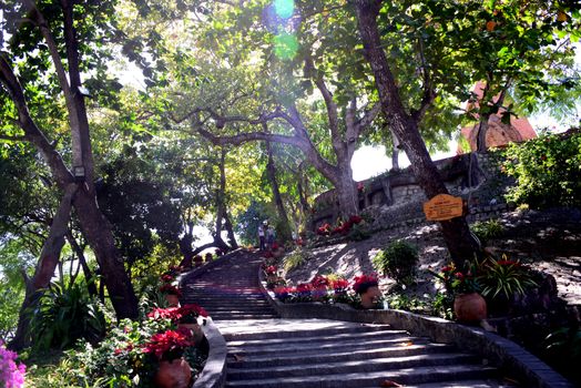 NHA TRANG, VIETNAM – 28 FEBRUARY 2020 : Stairway to the Ponagar Tower (Thap Ba Po Nagar)