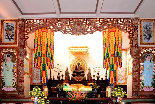 NHA TRANG, VIETNAM – 28 FEBRUARY 2020 : Long Son Pagoda, also known as Chua Long Son, is situated on the foothill of Trai Thuy Mountain in the city of Nha Trang.