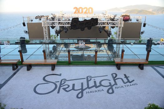 NHA TRANG, VIETNAM – 28 FEBRUARY 2020 : Skylight is the first Rooftop Beach Club in Vietnam Located on Pool Deck on the 43rd floor, Skylight’s glass Skywalk