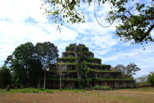 View of the seven tiered pyramid at Koh Ker, Prasat Thom of Koh Ker temple site