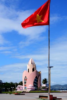 NHA TRANG, VIETNAM – 29 FEBRUARY 2020 : Tram Huong Tower, which is located in the center of the city, is considered as the symbol of Nha Trang city