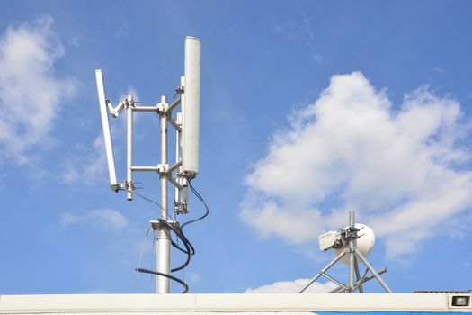 Mobile phone signal repeater equipment on the roof