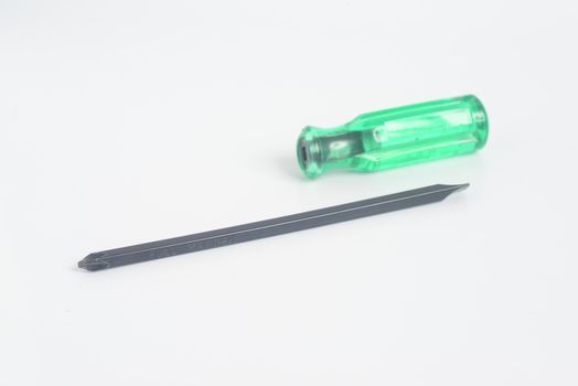 Common screwdriver  and Cross - Reset Head Screwdriver on white background