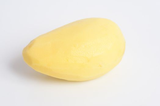 Raw peeled potato on white background