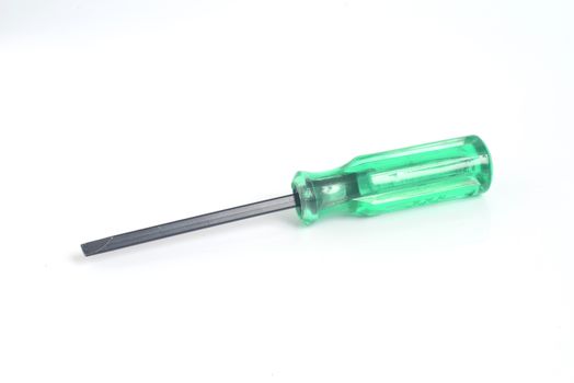 Common screwdriver on white background