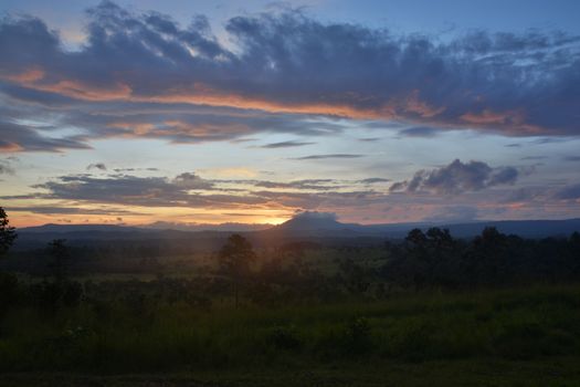 Sala Dusita Sunrise Viewpoint. Thung Salaeng Luang National Park (Nong Mae Na) covers in Phetchabun and Phitsanulok Provinces of Thailand.