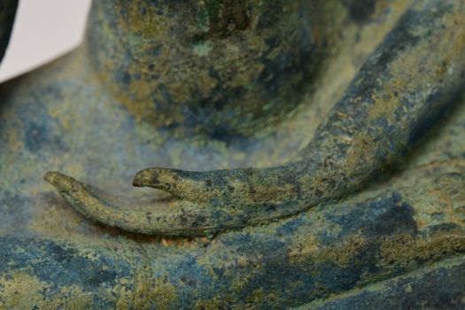 Close-up Hand Buddha statue old bronzes