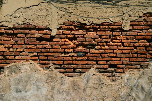 Old cracked wall ,Old brick wall.