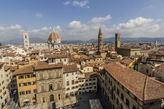 view of the city of florence in which they emphasize the towers by order of the cathedral the florence badia in which the dante could see to beatrice and finally the one of the museum of bargello