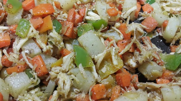 close up macro view of mixed vegetables for background use . Food background with copy space for text and advertisements