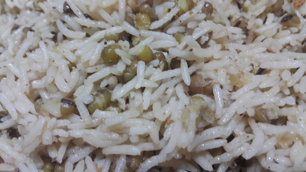 Traditional home made basmati rice pulao or pulav with chana, or vegetable rice dish