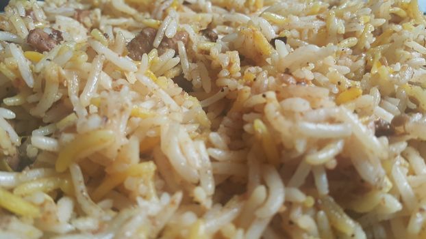 Traditional home made basmati rice pulao or pulav with chana, or vegetable rice dish
