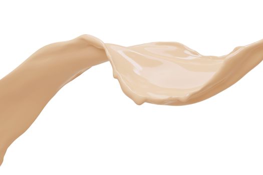 Cream foundation splash isolated on white background 3d render